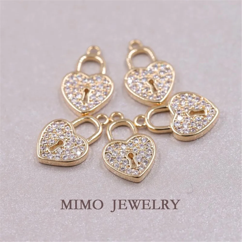 Gold-plated zircon micro-inlaid love lock single hole pendant pendant copper plated 14K gold DIY hand accessory
Gold-plated zircon micro-inlaid love lock single hole pendant pendant copper plated 14K gold DIY hand accessory