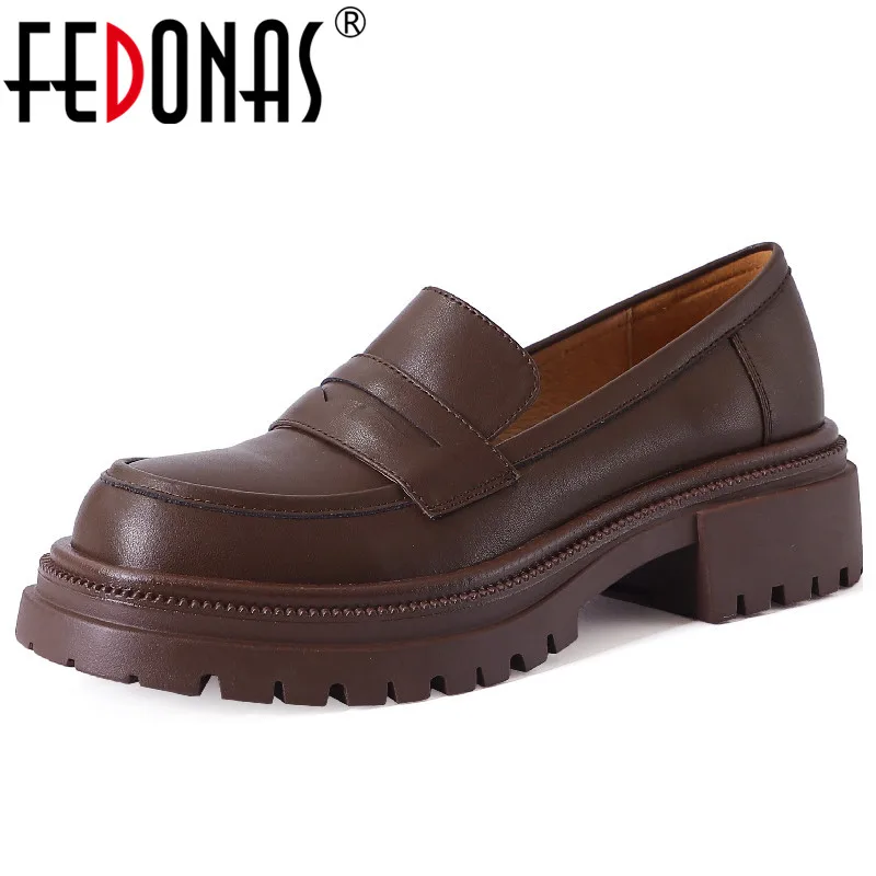 

FEDONAS/Классические лаконичные женские туфли на высоких каблуках в стиле ретро; Сезон весна-лето; Повседневные женские туфли из натуральной кожи на платформе и толстом каблуке