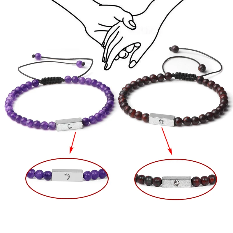 4mm Fashion Couple Braid Bracelet Handmade Turquoises Amethysts Moon Sun Charm Bracelets Set for Men Women Energy Jewelry Gift
4mm Fashion Couple Braid Bracelet Handmade Turquoises Amethysts Moon Sun Charm Bracelets Set for Men Women Energy Jewelry Gift