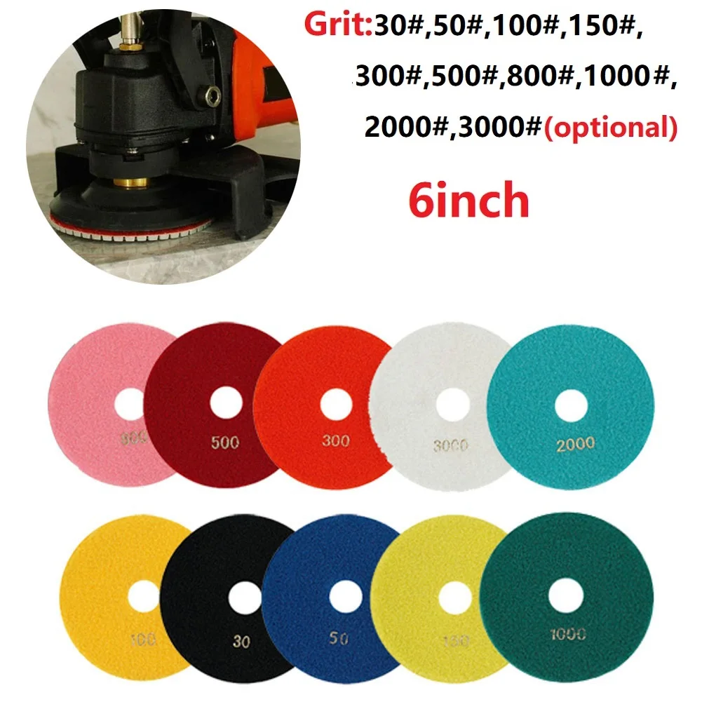 6" 150mm Dry Wet Diamond Polishing Pad Grinding Disc For Granite Marble Stone 30/50/100/150/300/500/800/1000/2000/3000 Grit
6" 150mm Dry Wet Diamond Polishing Pad Grinding Disc For Granite Marble Stone 30/50/100/150/300/500/800/1000/2000/3000 Grit