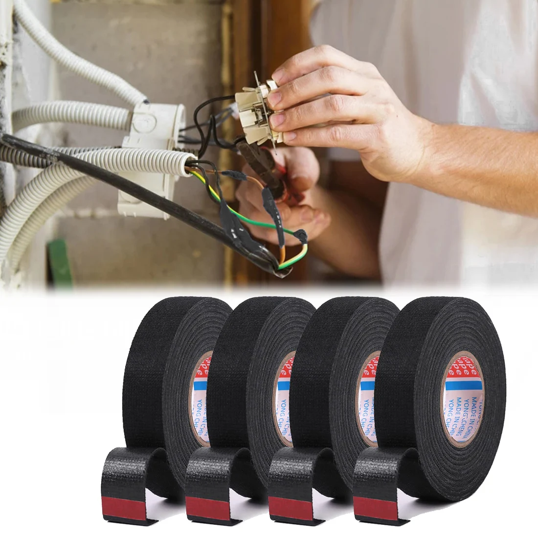 15 Meter Heat-resistant Flame Retardant Tape Coroplast Adhesive Cloth Tape For Car Cable Harness Wiring Loom Protection
15 Meter Heat-resistant Flame Retardant Tape Coroplast Adhesive Cloth Tape For Car Cable Harness Wiring Loom Protection