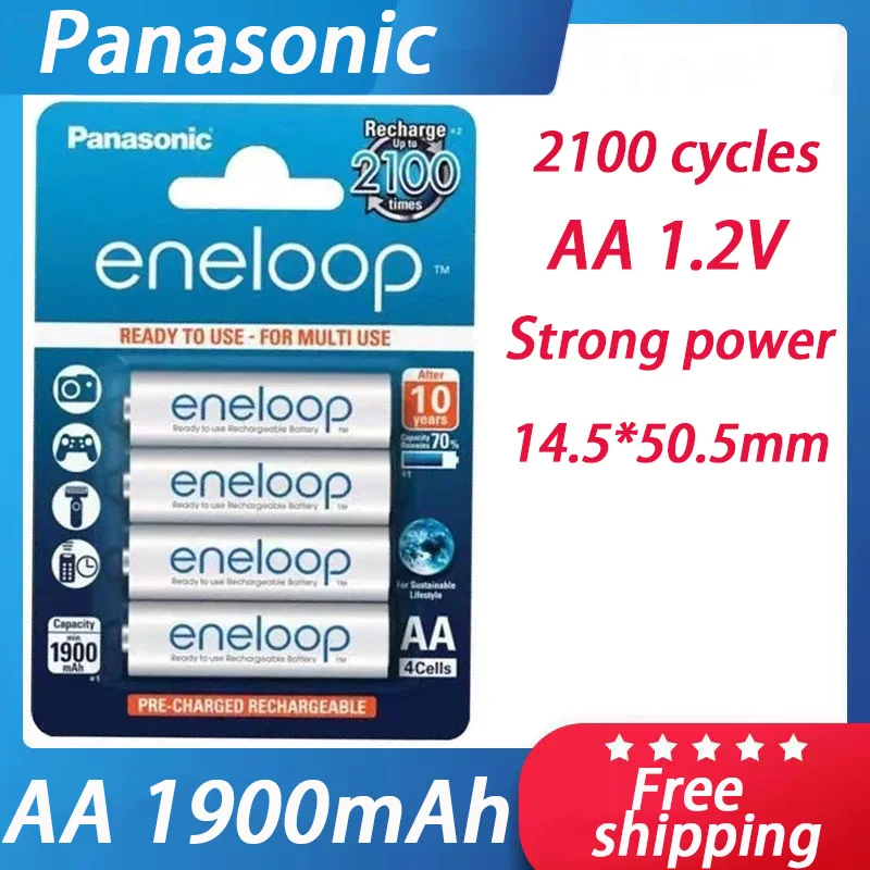 

100% NEW Panasonic Eneloop Original Battery Pro 1.2V AA 2100mAh NI-MH Camera Flashlight Toy Pre-Charged Rechargeable Batteries