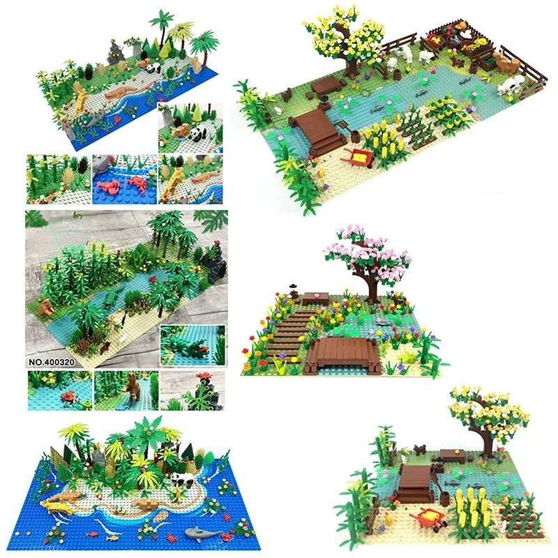 

MOC Jungle Scene Ecological Environment Small Particle Building Blocks Educational Assembly Farm Model Children's Bricks Toys