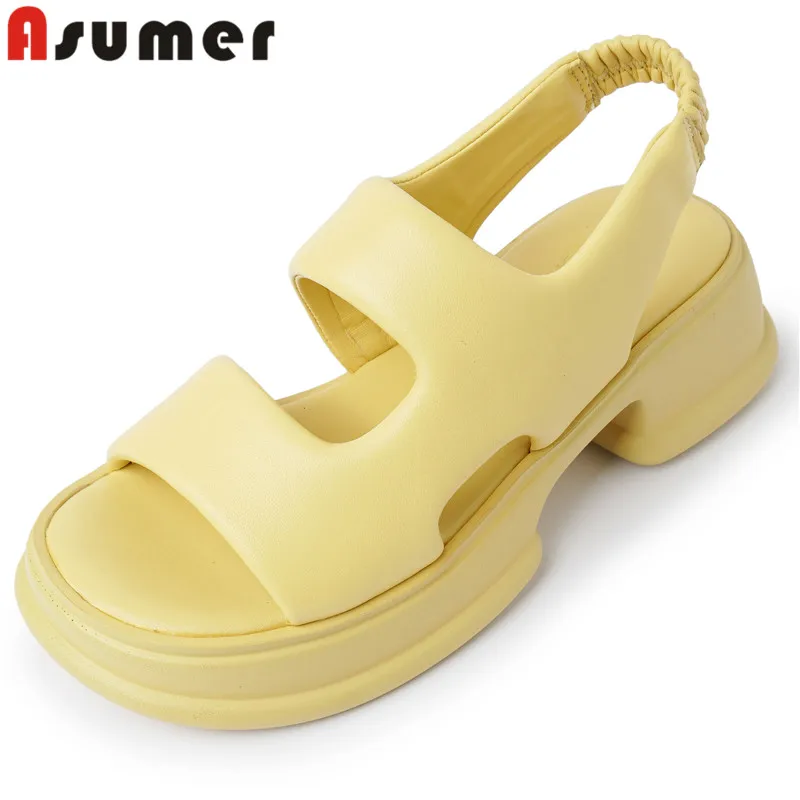 Женские повседневные босоножки ASUMER, на платформе и квадратном каблуке, из овечьей кожи, с эластичным ремешком, на лето, 2023
Женские повседневные босоножки ASUMER, на платформе и квадратном каблуке, из овечьей кожи, с эластичным ремешком, на лето, 2023