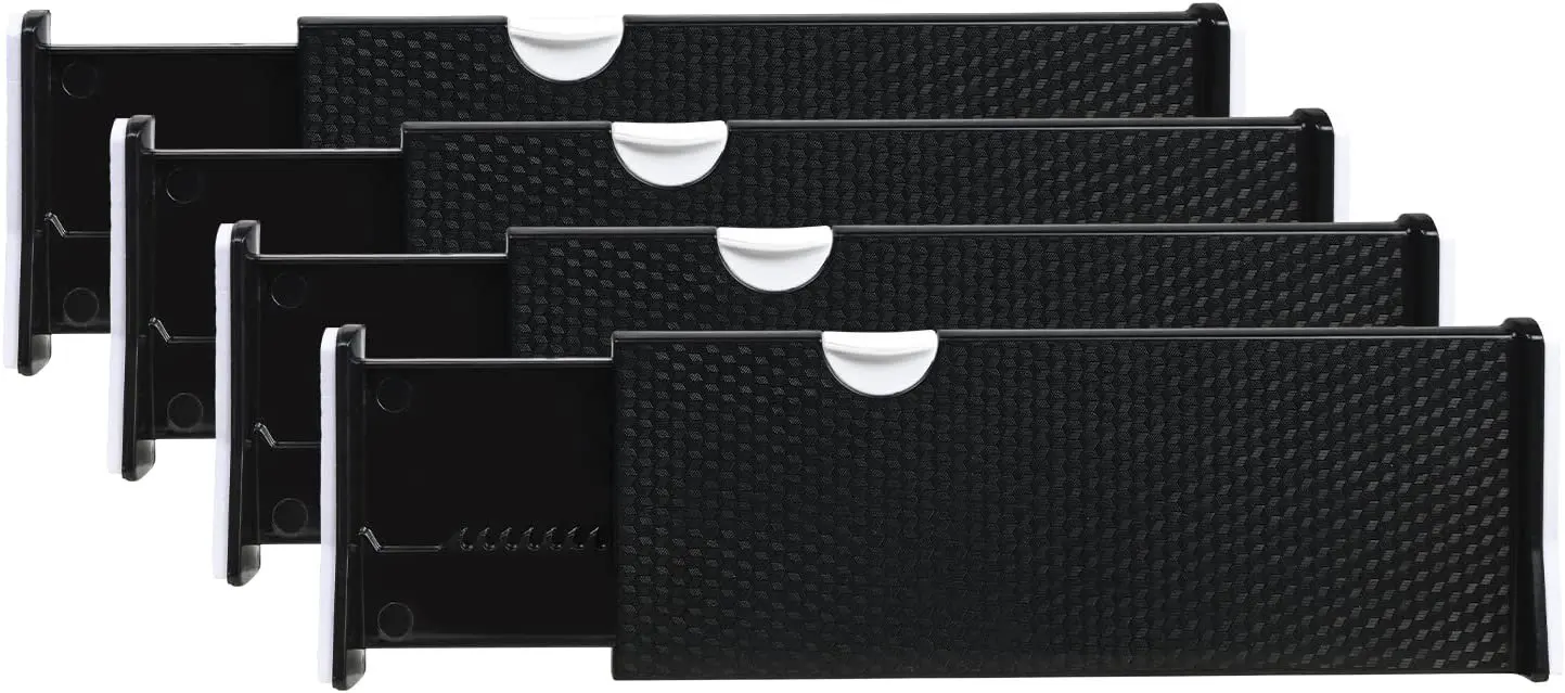 Durable 5 Inch High Memorable 4 Pack Adjustable Dresser Drawer Organizers - Deep 13-22 Inch Expandable Kitchen, Bedroom, Bathroo
Durable 5 Inch High Memorable 4 Pack Adjustable Dresser Drawer Organizers - Deep 13-22 Inch Expandable Kitchen, Bedroom, Bathroo
