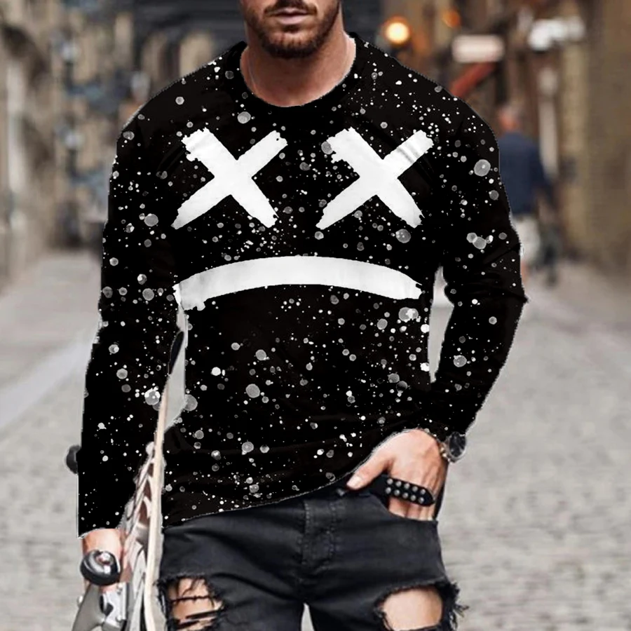3D long-sleeved T-shirt men's foreign trade summer loose casual fashion round neck color matching crying face long-sleeved T-shi
3D long-sleeved T-shirt men's foreign trade summer loose casual fashion round neck color matching crying face long-sleeved T-shi