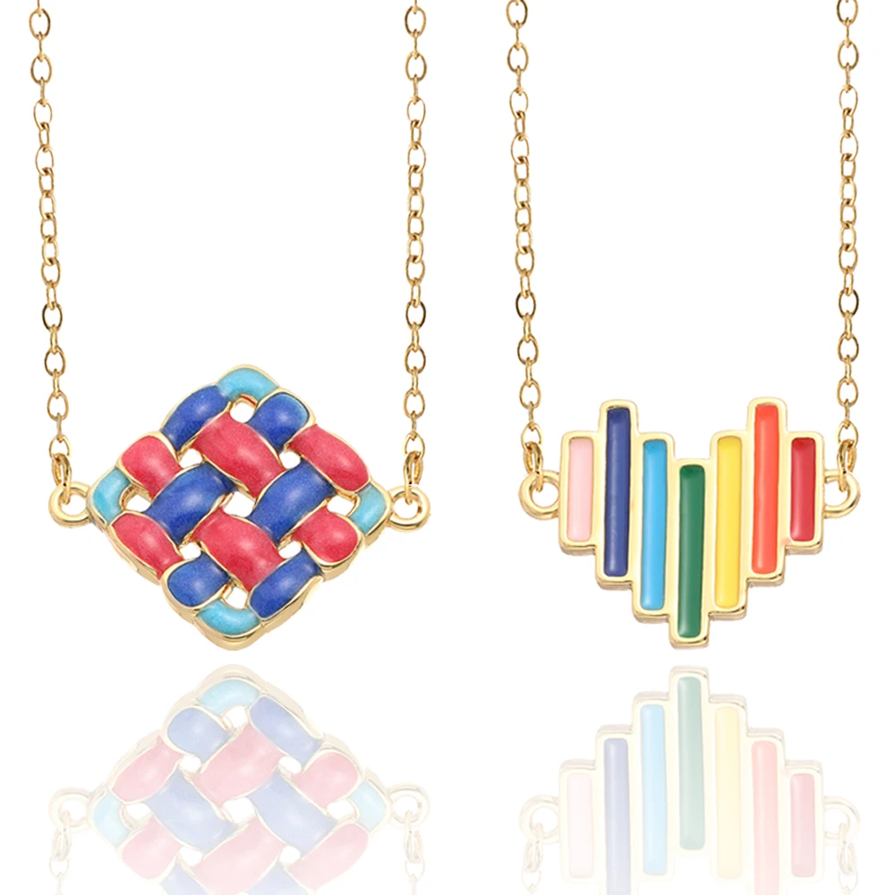 Colorful Enamel Bohemian Neckalce Collars Heart Geometric Round Triangle Pendant Necklace for Women Stainless Steel Chains Link
Colorful Enamel Bohemian Neckalce Collars Heart Geometric Round Triangle Pendant Necklace for Women Stainless Steel Chains Link