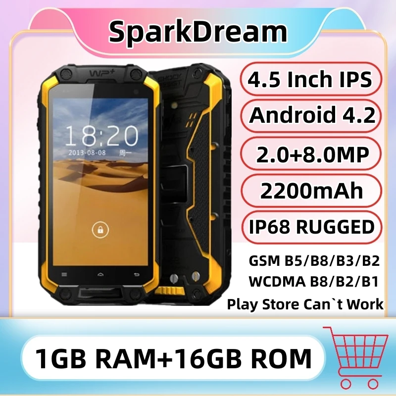 

J5 IP68 Waterproof Rugged Smartphone 4.5" 1GB RAM 16GB ROM MT6589 Quad Core Android 4.2 8.0MP 2200MAH GPS WIFI Moblie Phone
