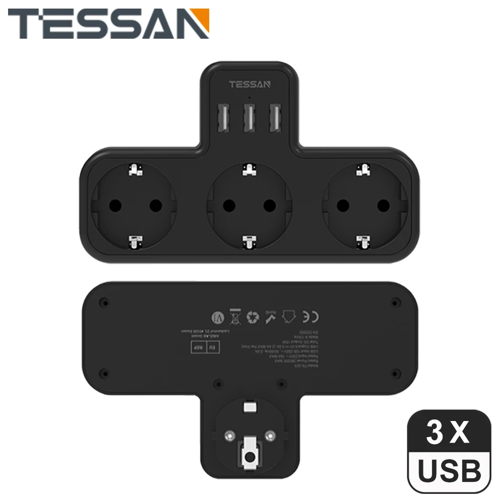 TESSAN EU Standard Plug Extension Power Strip with 1/3 AC Outlets & 2/3 USB Ports 2.4A European Plug Wall Socket Power Adapter
TESSAN EU Standard Plug Extension Power Strip with 1/3 AC Outlets & 2/3 USB Ports 2.4A European Plug Wall Socket Power Adapter