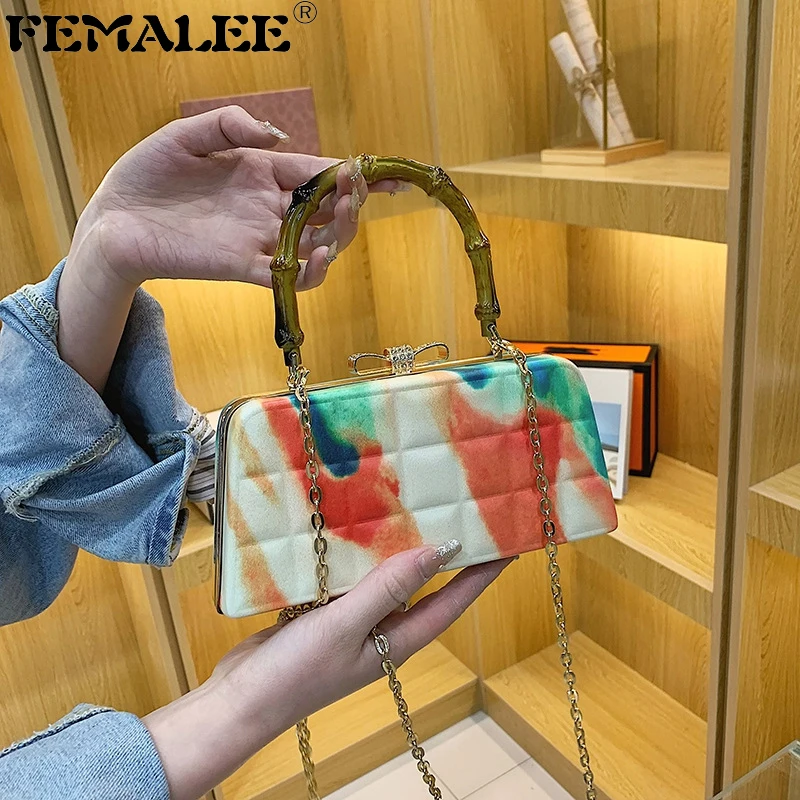 Модные женские клетчатые сумочки с бамбуковыми ручками, Акриловые Роскошные вечерние сумочки для женщин, сумки-тоуты со стразами и бантом н... 
Модные женские клетчатые сумочки с бамбуковыми ручками, Акриловые Роскошные вечерние сумочки для женщин, сумки-тоуты со стразами и бантом н...