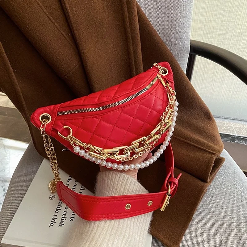 Luxury Beading Chain Waist Bags For Women Diamond Lattice PU Leather Fanny Pack Female Waist Pack Wide Strap Crossbody Chest Bag
Luxury Beading Chain Waist Bags For Women Diamond Lattice PU Leather Fanny Pack Female Waist Pack Wide Strap Crossbody Chest Bag