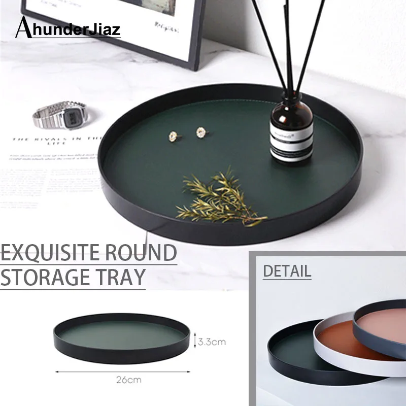Nordic Simple PU Leather Round Storage Tray Living Room Porch Cosmetics Sundries Desktop Decorative Trays Jewelry Display Plate
Nordic Simple PU Leather Round Storage Tray Living Room Porch Cosmetics Sundries Desktop Decorative Trays Jewelry Display Plate