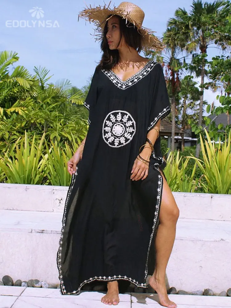 Embroidery Cotton Beach Cover up Saida de Praia Swimsuit Women Bikini cover-ups Tunics for Beach Pareo Sarong Beachwear Clothing
Embroidery Cotton Beach Cover up Saida de Praia Swimsuit Women Bikini cover-ups Tunics for Beach Pareo Sarong Beachwear Clothing