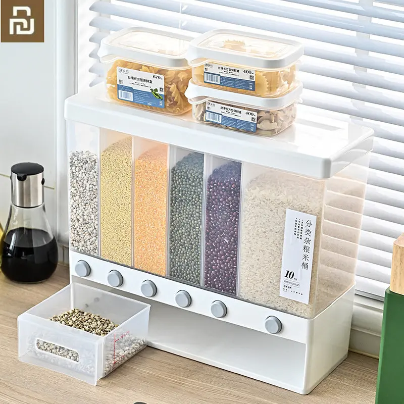 YOUPIN Sealed Rice Storage Box Wall Mounted Cereal Grain Container Dry Food Dispenser Grain Storage Jar Kitchen Storage
YOUPIN Sealed Rice Storage Box Wall Mounted Cereal Grain Container Dry Food Dispenser Grain Storage Jar Kitchen Storage