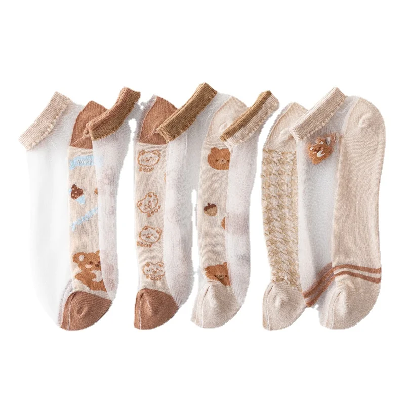 5 pairs of autumn glass silk stockings women's thin bear Cass stockings transparent colored cotton stockings
5 pairs of autumn glass silk stockings women's thin bear Cass stockings transparent colored cotton stockings