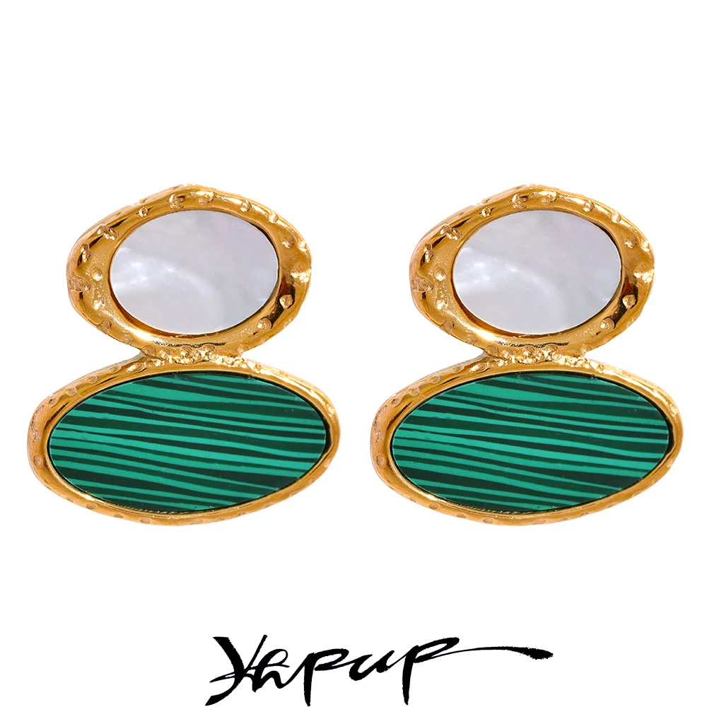 Yhpup White Shell Green Acrylic Stainless Steel Oval Geometric Stud Earrings 2023 Women Fashion Charm Jewelry Bijoux Femme Gift
Yhpup White Shell Green Acrylic Stainless Steel Oval Geometric Stud Earrings 2023 Women Fashion Charm Jewelry Bijoux Femme Gift