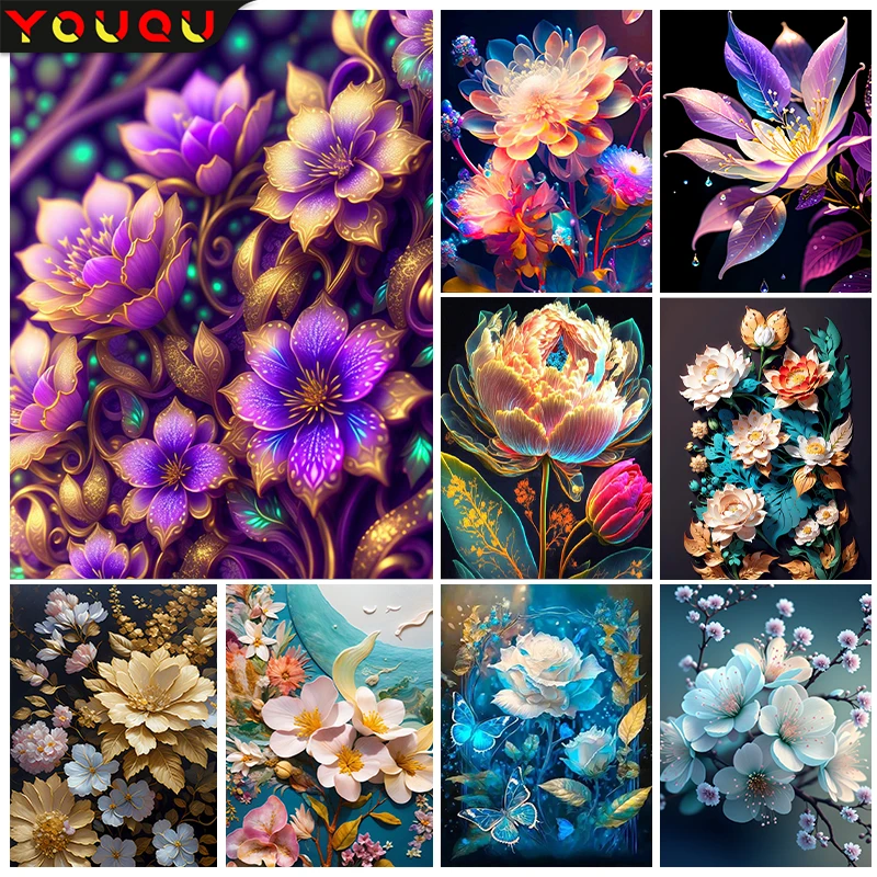 

YOUQU Flower Series Diamond Painting DIY Diamond Embroidery Flower Picture 5D Mosaic Decoration Handicraft Art Gift