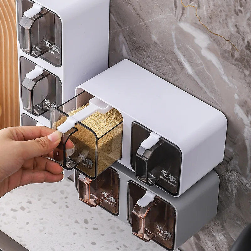 Drawer Kitchen Wall-Mounted Seasoning Jar Combination Set Salt And Monosodium Glutamate Seasoning Storage Box Plastic With Spoon
Drawer Kitchen Wall-Mounted Seasoning Jar Combination Set Salt And Monosodium Glutamate Seasoning Storage Box Plastic With Spoon