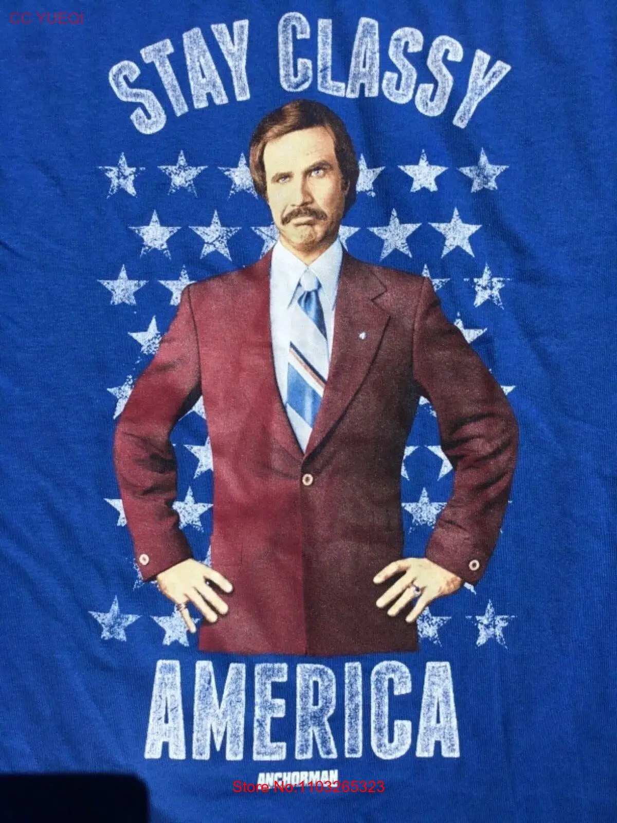 Футболка Anchorman Blue Ron бордового цвета с надписью Stay Classic America размер M NWT