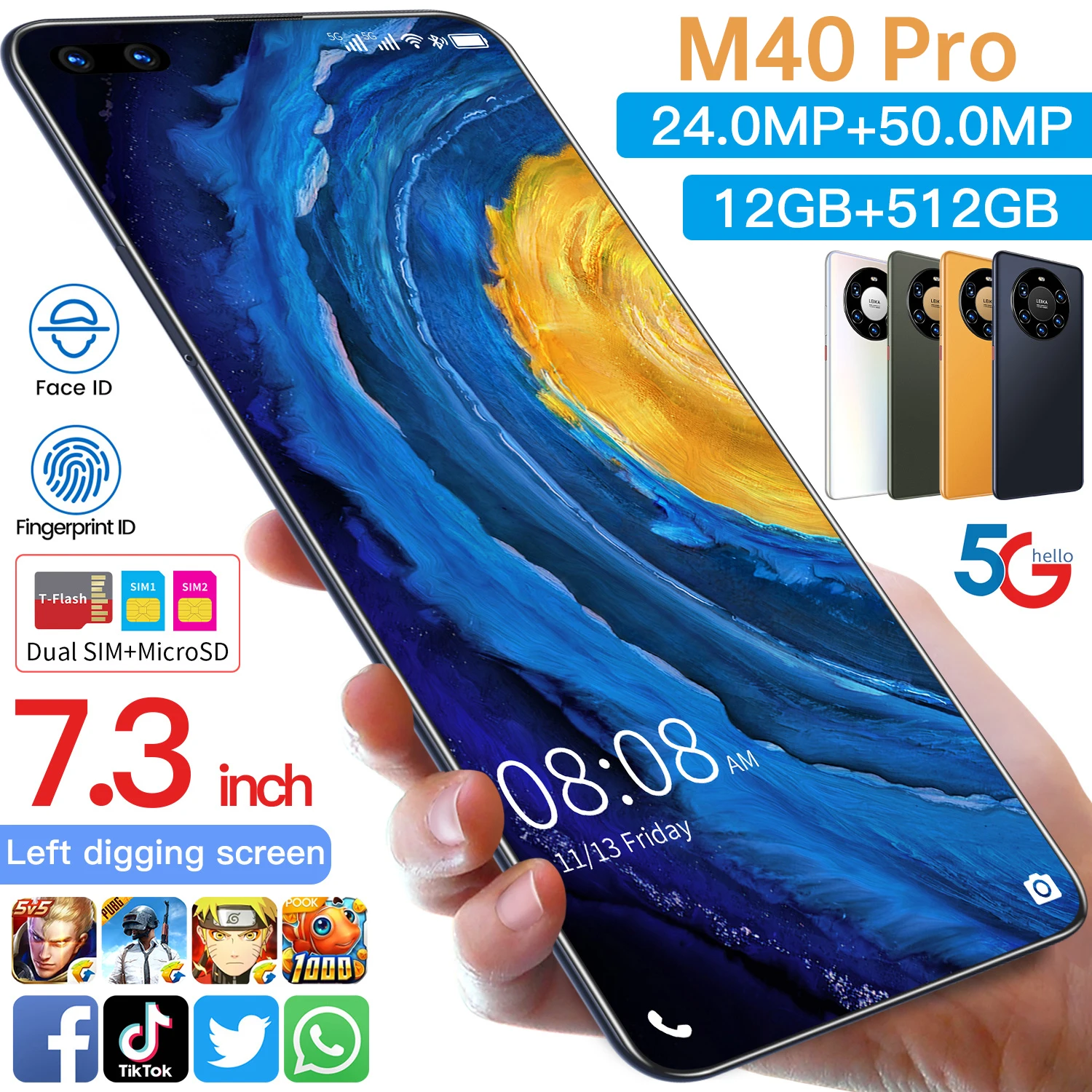 Global Version for Huawei Mate 40 Pro+ 7.3 Inch Screen 5G Smartphone with 12GB+512GB Large Memory Cellphone Samsung Mobile Phone
Global Version for Huawei Mate 40 Pro+ 7.3 Inch Screen 5G Smartphone with 12GB+512GB Large Memory Cellphone Samsung Mobile Phone