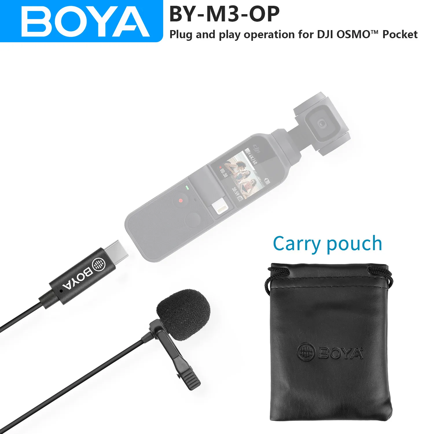 BOYA BY-M3-OP Lavalier Microphone for DJI OSMO™ Pocket USB Type-C Connector Youtube Vlog Film Video Recording Lapel Microphone
BOYA BY-M3-OP Lavalier Microphone for DJI OSMO™ Pocket USB Type-C Connector Youtube Vlog Film Video Recording Lapel Microphone