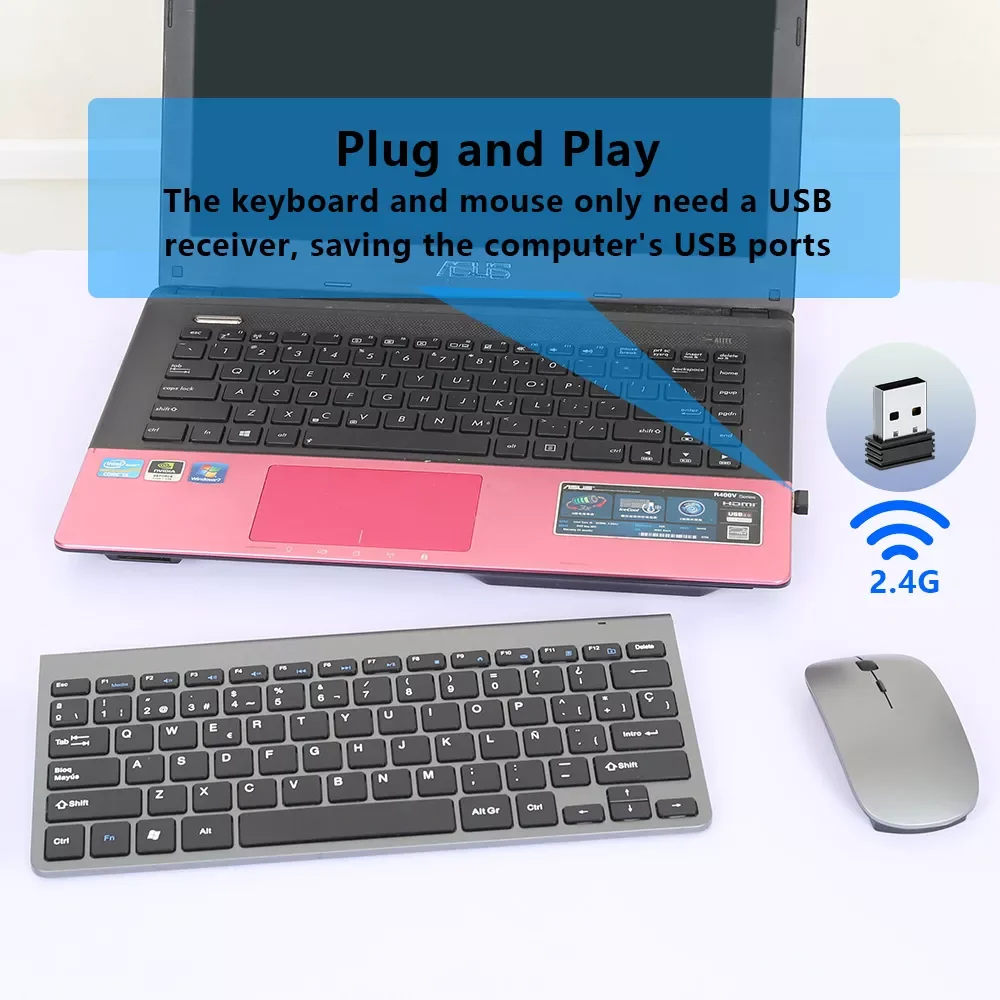 2.4G Wireless Keyboard and Mouse Combo Ultra Thin Russian/Spanish/French/Arabic/Hebrew Protable Mini Keyboard Mice for Laptop PC
2.4G Wireless Keyboard and Mouse Combo Ultra Thin Russian/Spanish/French/Arabic/Hebrew Protable Mini Keyboard Mice for Laptop PC