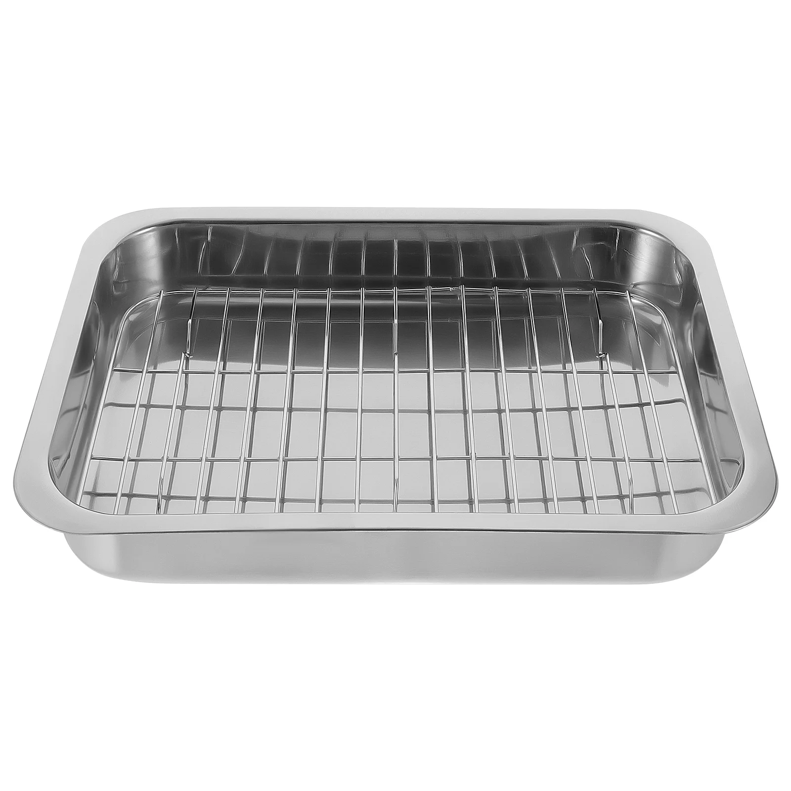 

1 Set Stainless Steel Tray Pan and Cooling Rack Chef Sheet Rack Pans Cookie Tray Supplies 36x26x6cm Oven