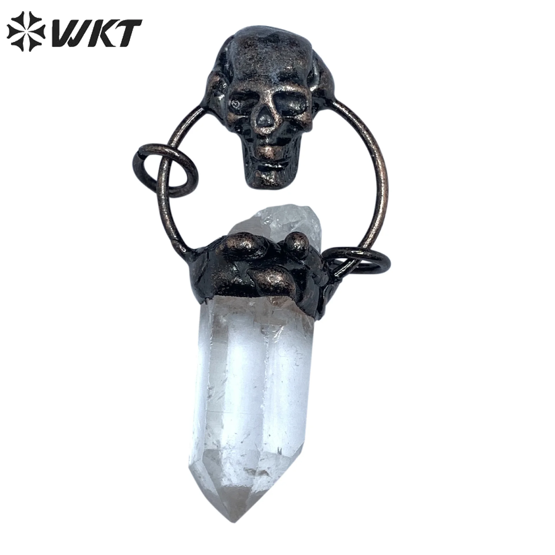 WT-P1817 Wholesale Retro Antique copper plated healing crystal quartz point with skull charm pendant big Ring natural stone
WT-P1817 Wholesale Retro Antique copper plated healing crystal quartz point with skull charm pendant big Ring natural stone