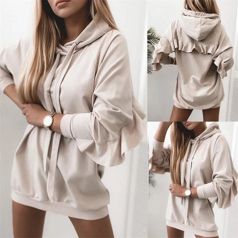 2022 Spot Autumn/winter Women's Hooded Casual Long-sleeved Loose Ruffled Fashion Pullover Sweater
2022 Spot Autumn/winter Women's Hooded Casual Long-sleeved Loose Ruffled Fashion Pullover Sweater