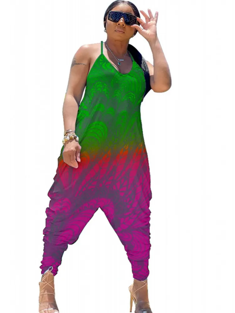 African Clothes Jumpsuit Women Halter Sleeveless Playsuit Africa Clothing Summer Fashion Print Gradient Dashiki African Jumpsuit 
African Clothes Jumpsuit Women Halter Sleeveless Playsuit Africa Clothing Summer Fashion Print Gradient Dashiki African Jumpsuit