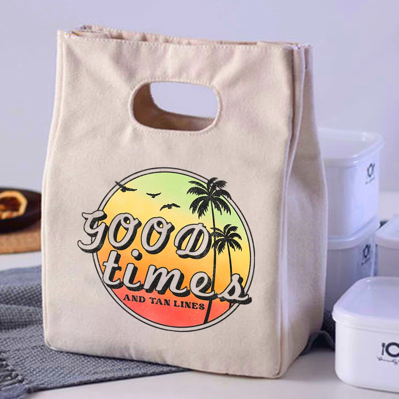 Summer Good Times and Tan Lines Pattern Cooler Lunch Box Portable Insulated Canvas Bento Bag Thermal Food Picnic Pouch for Women
Summer Good Times and Tan Lines Pattern Cooler Lunch Box Portable Insulated Canvas Bento Bag Thermal Food Picnic Pouch for Women