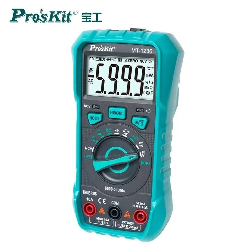 Pro'sKit MT-1236-C 3-5/6 True-RMS Digital Multimeter Brand New Multi-function Multimeter For ACA ACV DCA DCV Tester
Pro'sKit MT-1236-C 3-5/6 True-RMS Digital Multimeter Brand New Multi-function Multimeter For ACA ACV DCA DCV Tester