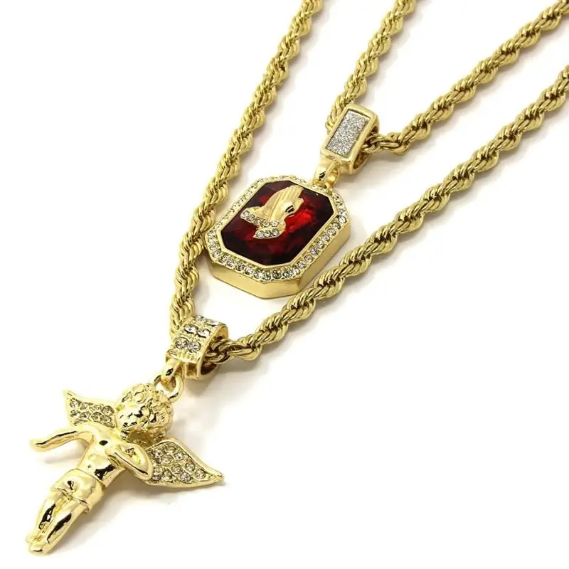 2Pcs Exquisite Fashion Greek Mythological Gold Color Angel Cupid Praying Hands Pendant Necklace Set Men Women Amulet Jewelry
2Pcs Exquisite Fashion Greek Mythological Gold Color Angel Cupid Praying Hands Pendant Necklace Set Men Women Amulet Jewelry