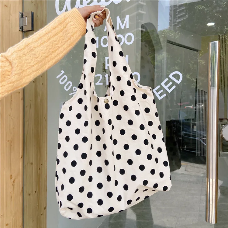 Large Canvas Shoulder Women Bag Cotton Cloth Women's Tote Shopper Bags Polka Dot Eco Reusable Shopping Bag Handbags
Large Canvas Shoulder Women Bag Cotton Cloth Women's Tote Shopper Bags Polka Dot Eco Reusable Shopping Bag Handbags