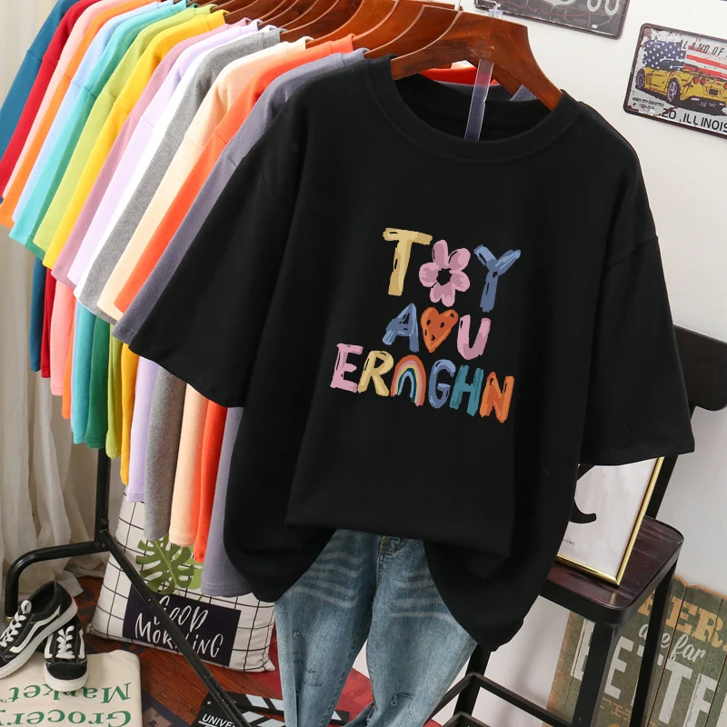 DAYIFUN 100% Cotton L-6XL T Shirt Plus Size Tshirt Short Sleeve Women Summer Letter Print Sweet Couple O Neck Oversized T Shirts
DAYIFUN 100% Cotton L-6XL T Shirt Plus Size Tshirt Short Sleeve Women Summer Letter Print Sweet Couple O Neck Oversized T Shirts