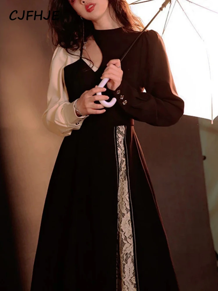 Autumn Vintage Retro Dress Women Patchwork Fake Two-Piece Designer Dress Female High Street Y2K Lace Slimming Dress 2022 New
Autumn Vintage Retro Dress Women Patchwork Fake Two-Piece Designer Dress Female High Street Y2K Lace Slimming Dress 2022 New