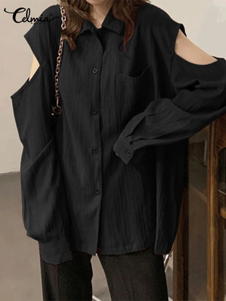 Celmia Women Lapel Collar Shirt Elegant Long Sleeve Cold Off Shoulder Blouse 2022 Casual Loose Buttons Pocket Tops Summer Tunics
Celmia Women Lapel Collar Shirt Elegant Long Sleeve Cold Off Shoulder Blouse 2022 Casual Loose Buttons Pocket Tops Summer Tunics