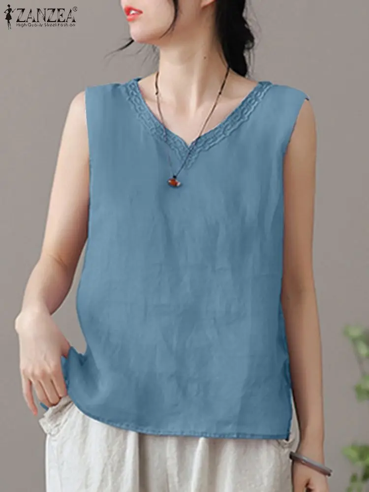 2023 ZANZEA Summer Tanks Tops Women Blouse Vintage Embroidery Cotton Shirt Fashion V Neck Sleeveless Solid Blusas Beach Chemise
2023 ZANZEA Summer Tanks Tops Women Blouse Vintage Embroidery Cotton Shirt Fashion V Neck Sleeveless Solid Blusas Beach Chemise