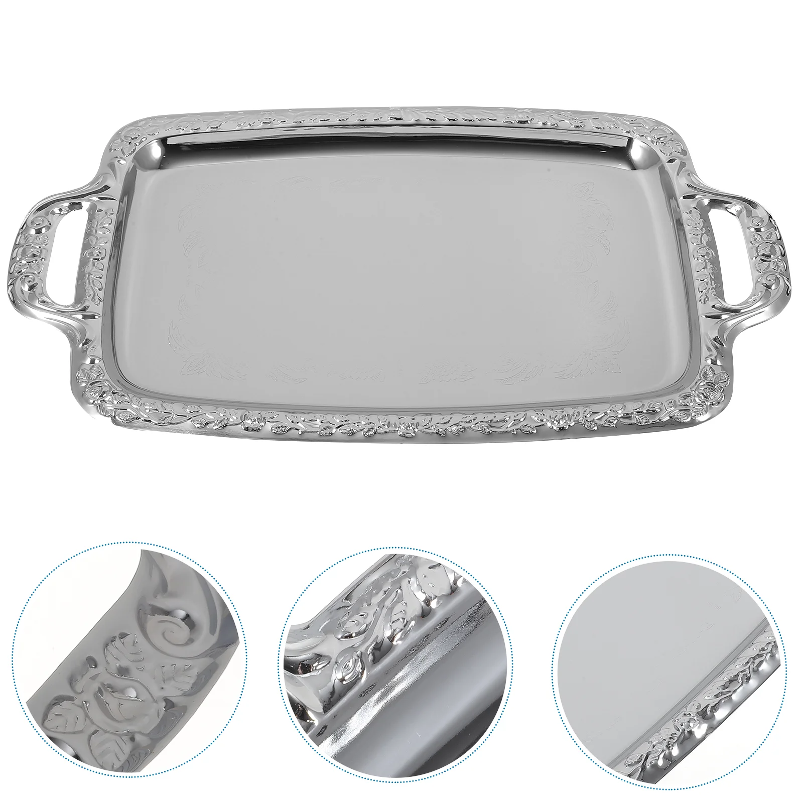 Tray Serving Plate Metal Silver Dish Perfume Bread Storage Coffee Kitchen Container Table Dessert Vanity Tableware Jewelry Steel
Tray Serving Plate Metal Silver Dish Perfume Bread Storage Coffee Kitchen Container Table Dessert Vanity Tableware Jewelry Steel