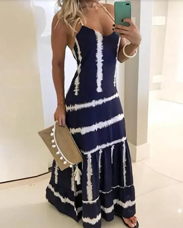 Elegant Dresses for Women 2022 Summer New Spaghetti Straps Backless Tie Dye Print Sleeveless Halter Casual Maxi Dress
Elegant Dresses for Women 2022 Summer New Spaghetti Straps Backless Tie Dye Print Sleeveless Halter Casual Maxi Dress