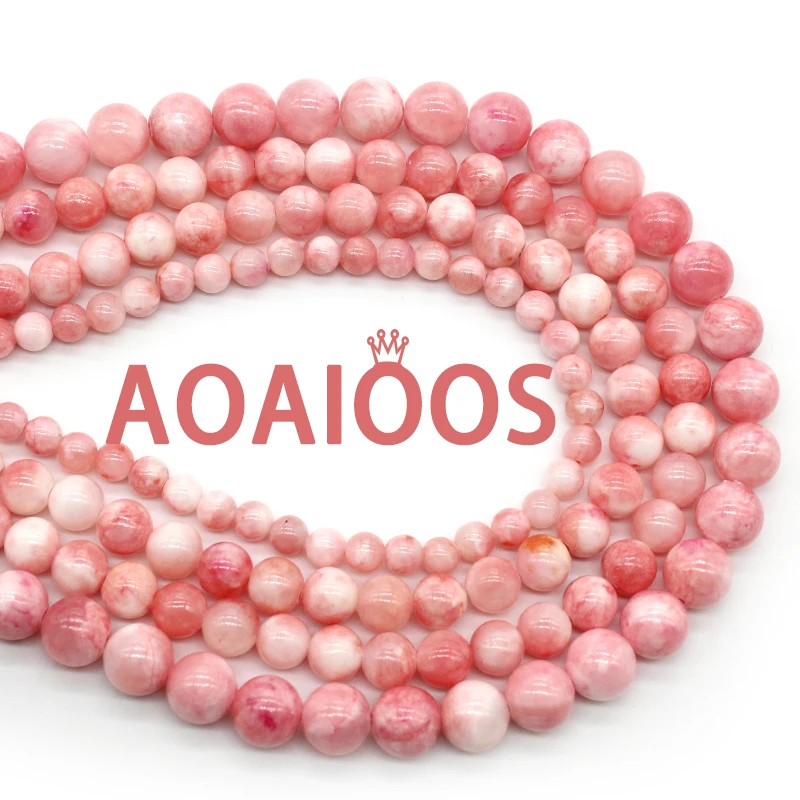 

Natural Stone Pink Persian Jade Peach Blossom Loose Beads DIY Handwoven Women's Handheld Bracelet Agate Marvels