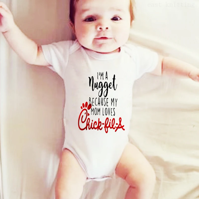 Newborn Baby Boys Girls Short Sleeve Letter Print I'm A Nugget Because My Mom Loves Cotton Bodysuit Baby Clothes tops
Newborn Baby Boys Girls Short Sleeve Letter Print I'm A Nugget Because My Mom Loves Cotton Bodysuit Baby Clothes tops