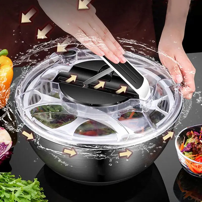 Salad Spinner Dehydrator Double Layer Rotating Vegetable Dehydrator Stainless Steel Fruit Drain Dryer Basket Kitchen Gadgets
Salad Spinner Dehydrator Double Layer Rotating Vegetable Dehydrator Stainless Steel Fruit Drain Dryer Basket Kitchen Gadgets