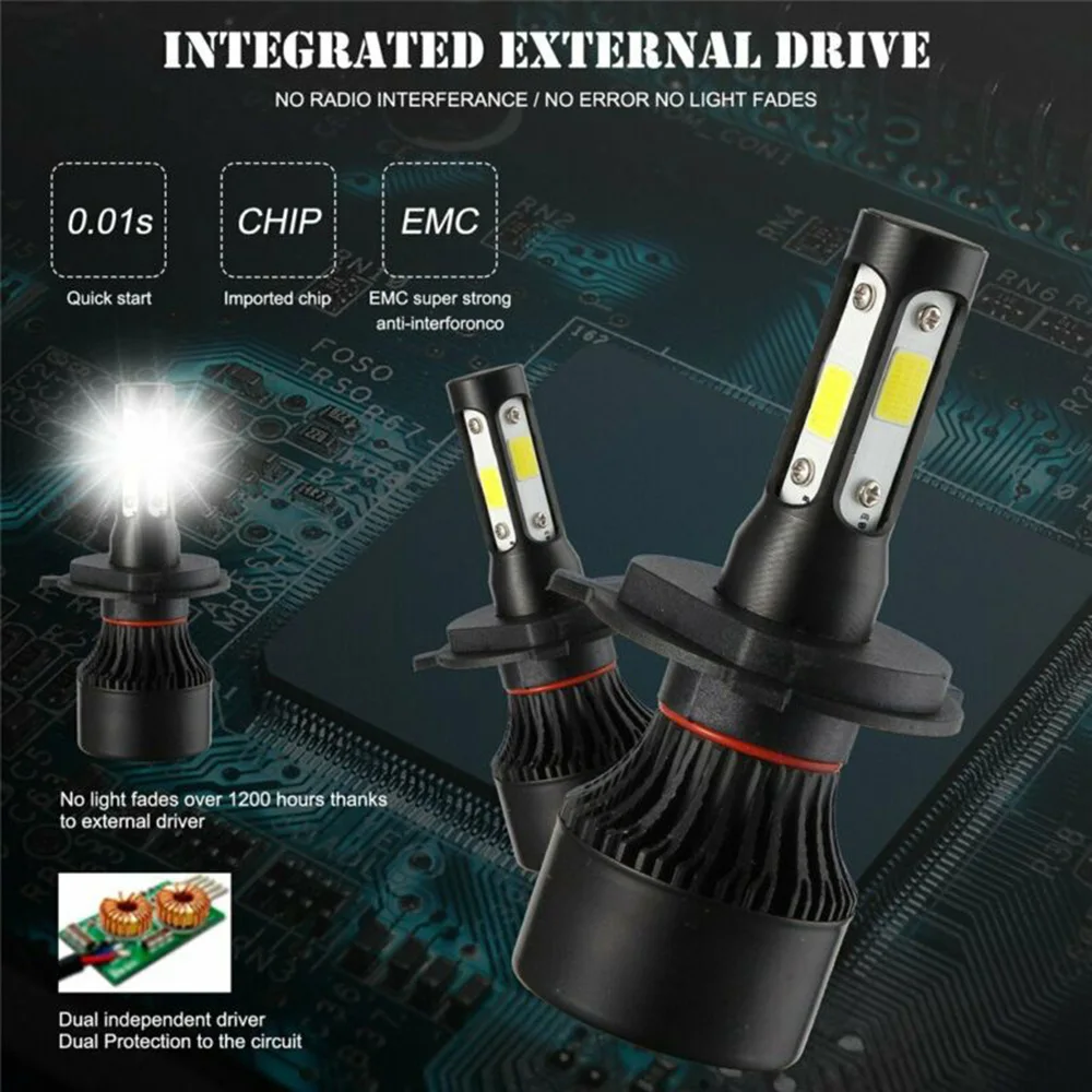 

2pcs Car Headlight H4 LED Super Bright 375000LM Bulbs Fog 9003 HB2 6000K-6500K Lamps Lightings Conversion Spotlight
