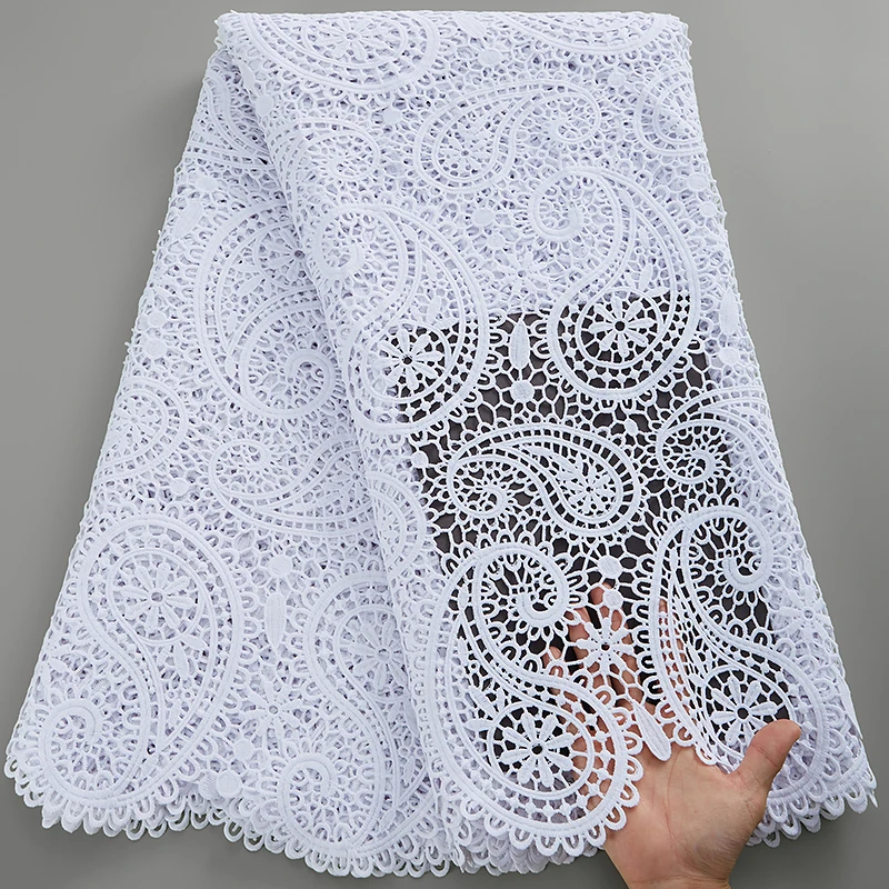 White Guipure Lace Fabric 2022 High Quality Nigerian Water Soluble Lace African French Cord Lace 5Yards For Wedding Party Y3039
White Guipure Lace Fabric 2022 High Quality Nigerian Water Soluble Lace African French Cord Lace 5Yards For Wedding Party Y3039