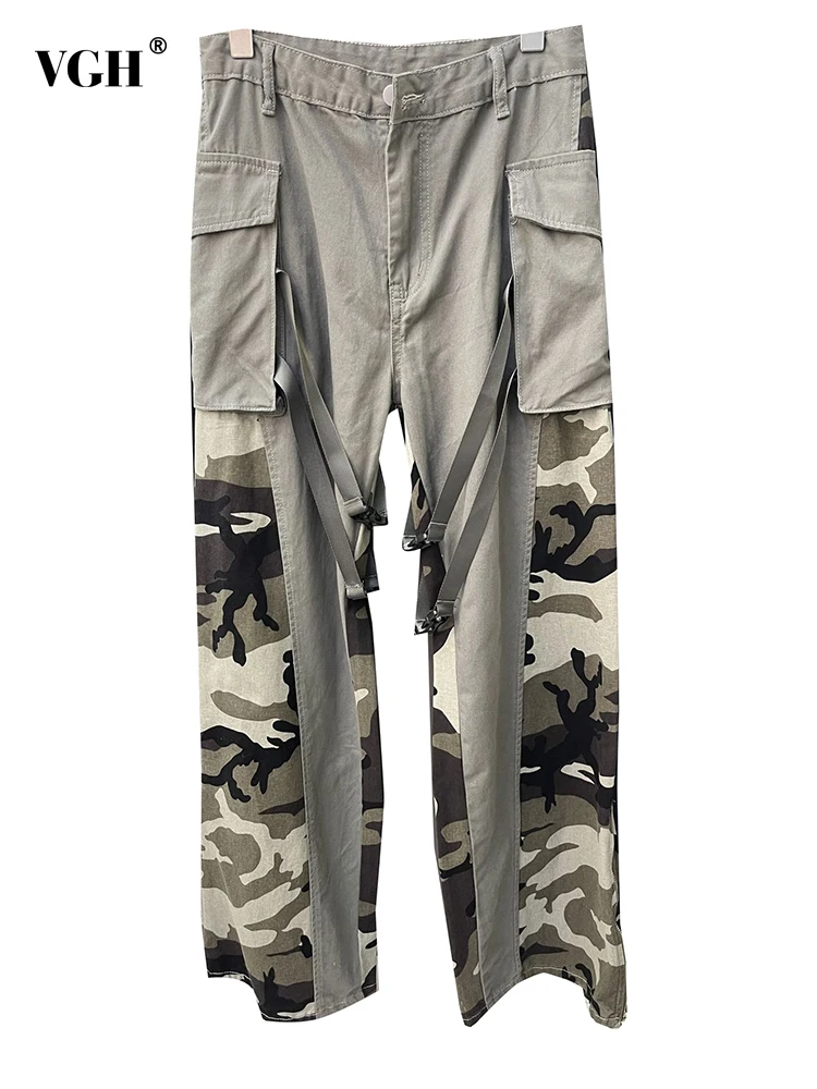 VGH Camouflage Patchwork Lace UpTrousers For Women High Waist Spliced Pockets Casual Loose Cargo Pants Female Fashion Style 2023
VGH Camouflage Patchwork Lace UpTrousers For Women High Waist Spliced Pockets Casual Loose Cargo Pants Female Fashion Style 2023