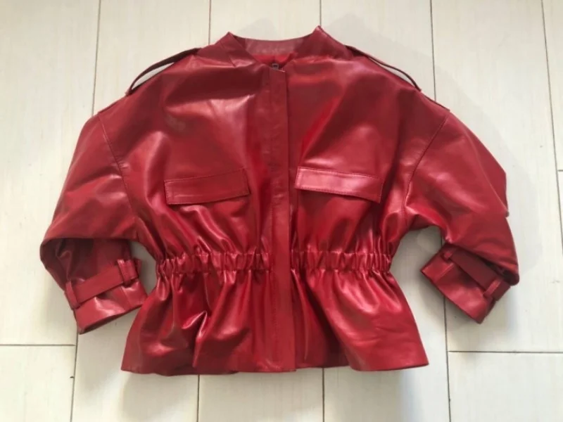 Spring fashion women loose fit lambskin genuine leather jacket elastic waistband office waistband ladies neck batwing jacket
Spring fashion women loose fit lambskin genuine leather jacket elastic waistband office waistband ladies neck batwing jacket