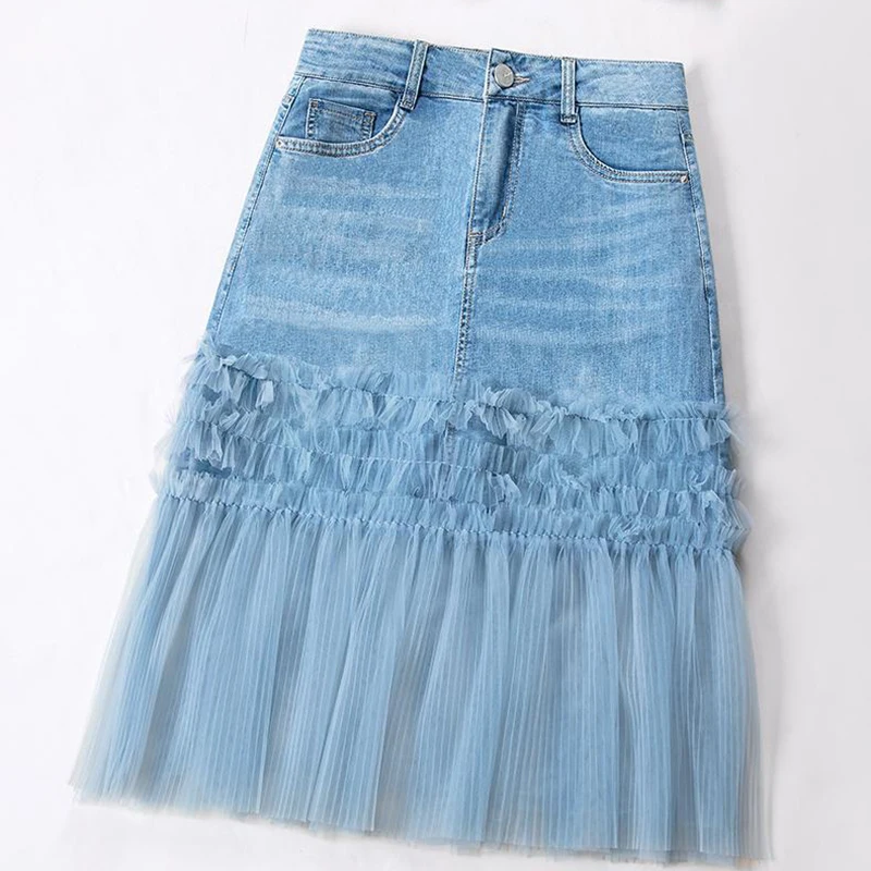 Design 2020 spring and summer new mesh skirt stitching denim short female fairy skirt harajuku skirt Knee-Length
Design 2020 spring and summer new mesh skirt stitching denim short female fairy skirt harajuku skirt Knee-Length