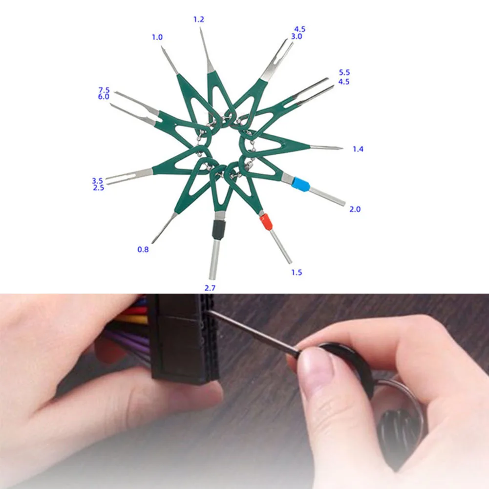 11pcs Set Wire Terminal Crimp Connector Electrical Wiring Crimp Extractor Release Pin Keys Automotive Plug Removal Tool
11pcs Set Wire Terminal Crimp Connector Electrical Wiring Crimp Extractor Release Pin Keys Automotive Plug Removal Tool