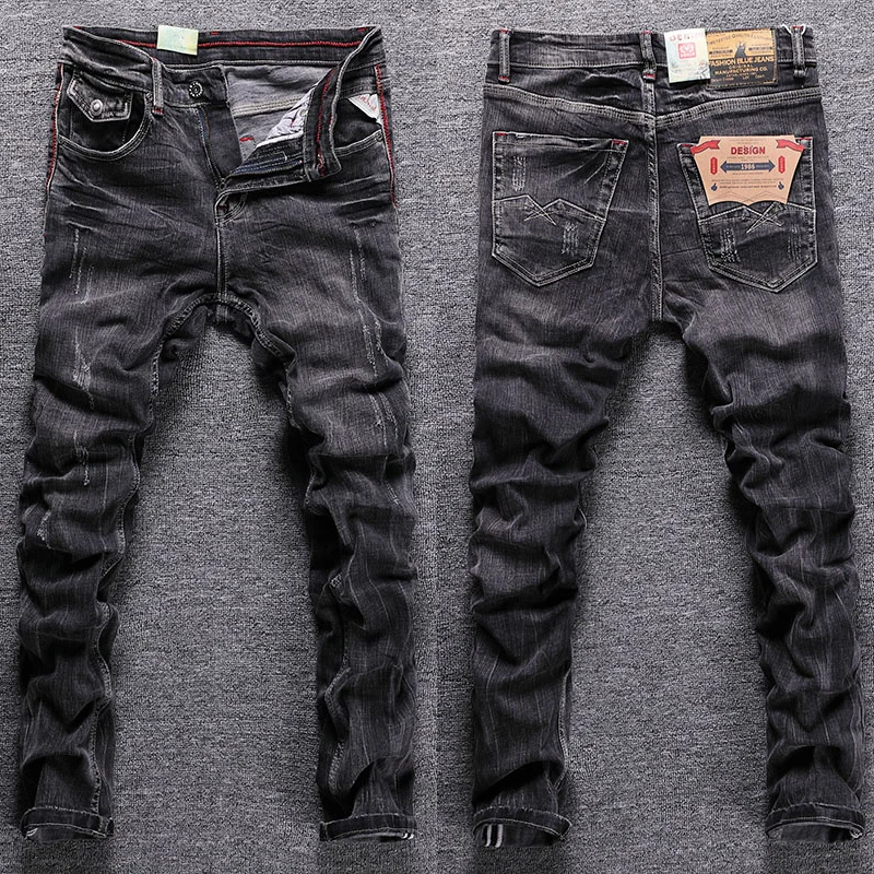 Streetwear Fashion Men Jeans Retro Black Gray Elastic Slim Ripped Jeans Men Trousers Vintage Casual Stretch Denim Pants Hombre
Streetwear Fashion Men Jeans Retro Black Gray Elastic Slim Ripped Jeans Men Trousers Vintage Casual Stretch Denim Pants Hombre